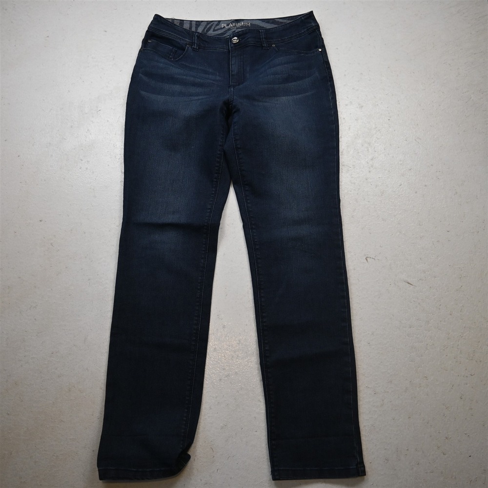 Chicos 4 Mid Rise Platinum Ankle Dark Stretch Denim Womens Jeans